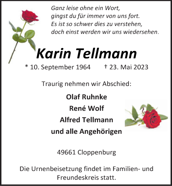 Anzeige von Karin Tellmann von OM-Medien