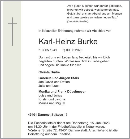 Anzeige von Karl-Heinz Burke von OM-Medien