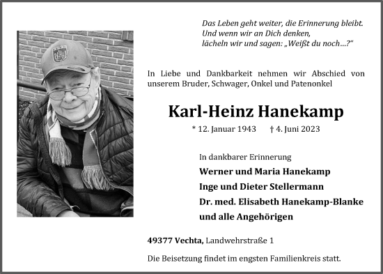 Anzeige von Karl-Heinz Hanekamp von OM-Medien
