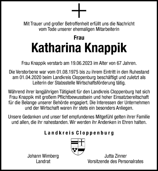 Anzeige von Katharina Knappik von OM-Medien