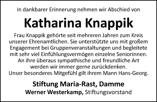 Anzeige von Katharina Knappik von OM-Medien