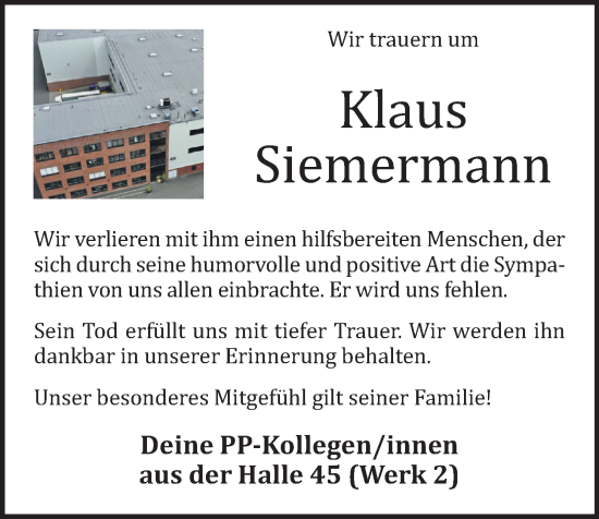 Anzeige von Klaus Siemermann von OM-Medien