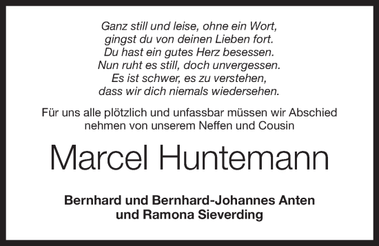 Anzeige von Marcel Huntemann von OM-Medien