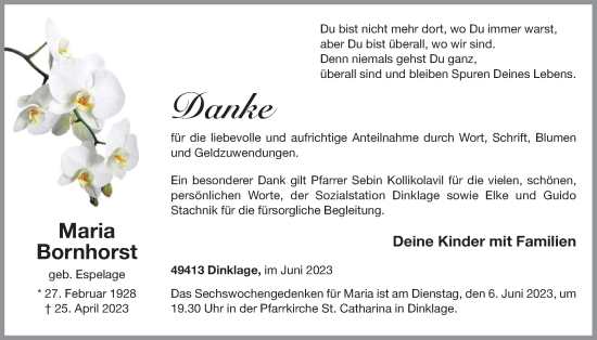 Anzeige von Maria Bornhorst von OM-Medien