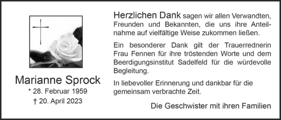 Anzeige von Marianne Sprock von OM-Medien