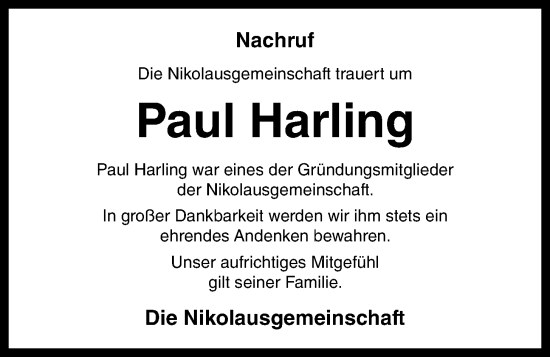 Anzeige von Paul Harling von OM-Medien
