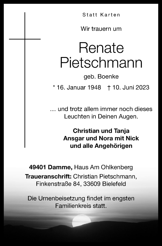 Anzeige von Renate Pietschmann von OM-Medien