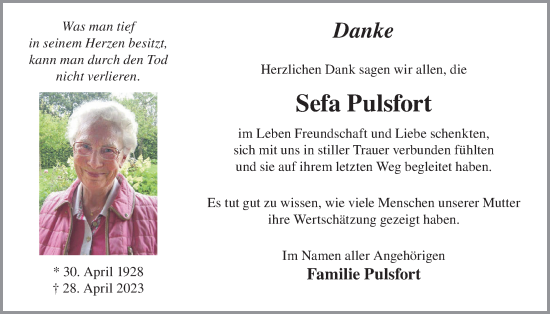 Anzeige von Sefa Pulsfort von OM-Medien