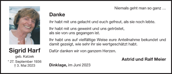 Anzeige von Sigrid Harf von OM-Medien