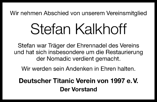 Anzeige von Stefan Kalkhoff von OM-Medien