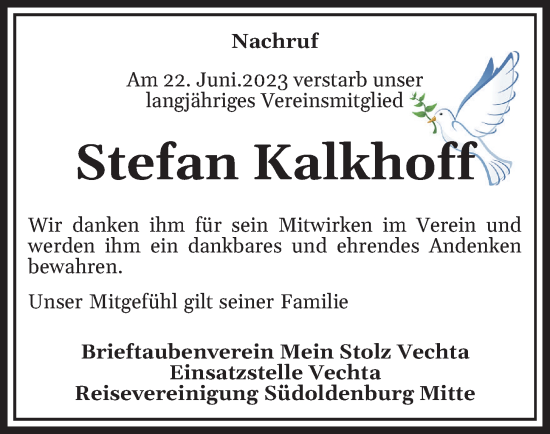 Anzeige von Stefan Kalkhoff von OM-Medien