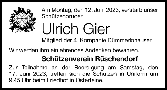 Anzeige von Ulrich Gier von OM-Medien
