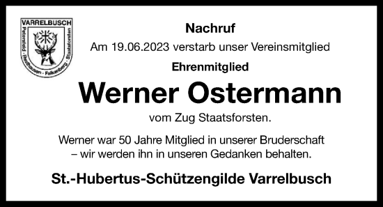 Anzeige von Werner Ostermann von OM-Medien