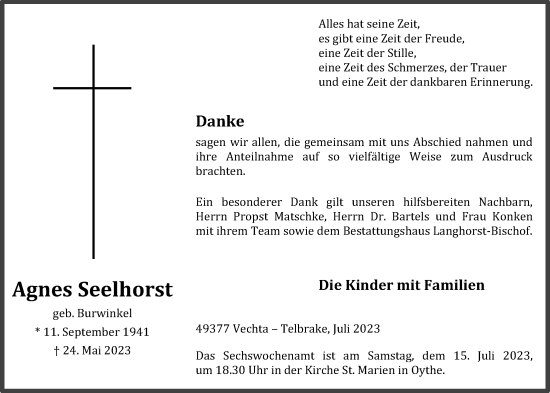 Anzeige von Agnes Seelhorst von OM-Medien