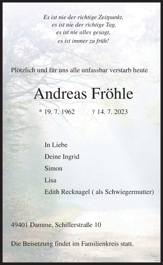 Anzeige von Andreas Fröhle von OM-Medien