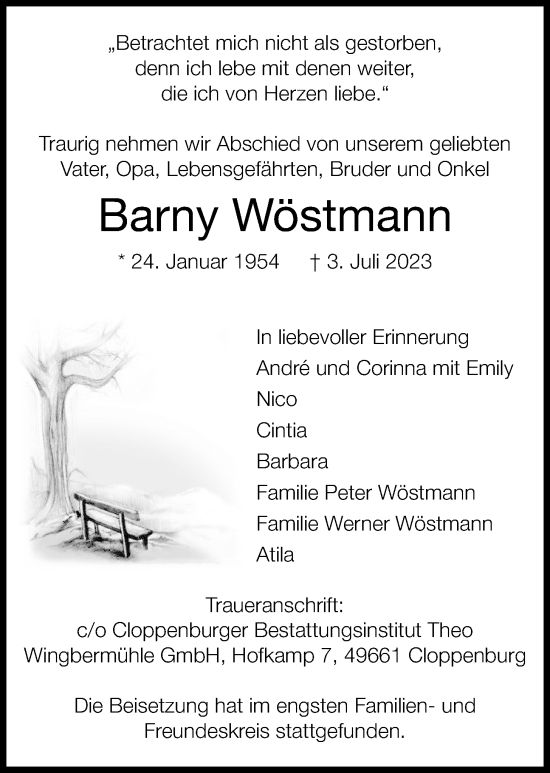 Anzeige von Barny Wöstmann von OM-Medien