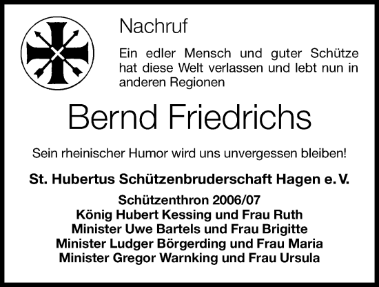 Anzeige von Bernd Friedrichs von OM-Medien