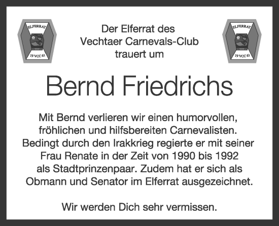Anzeige von Bernd Friedrichs von OM-Medien