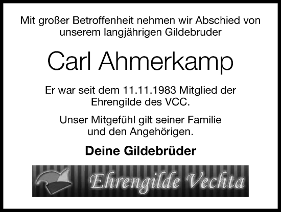Anzeige von Carl Ahmerkamp von OM-Medien
