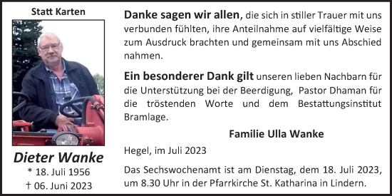 Anzeige von Dieter Wanke von OM-Medien