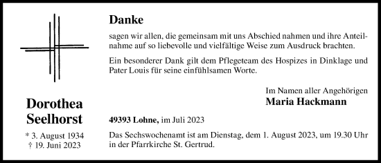 Anzeige von Dorothea Seelhorst von OM-Medien