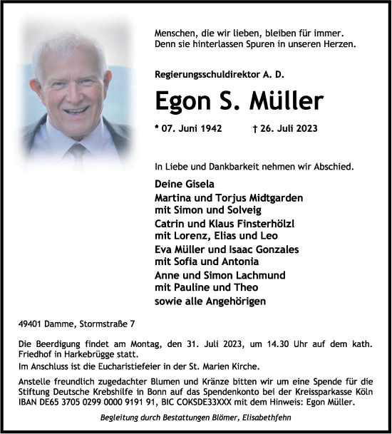 Anzeige von Egon Müller von OM-Medien