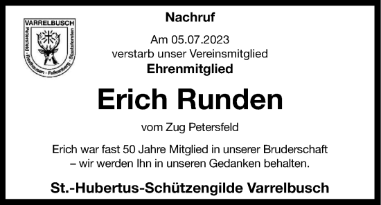 Anzeige von Erich Runden von OM-Medien