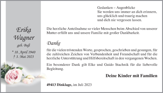 Anzeige von Erika Wagner von OM-Medien