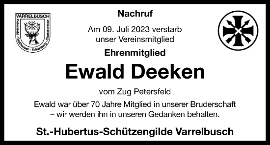 Anzeige von Ewald Deeken von OM-Medien