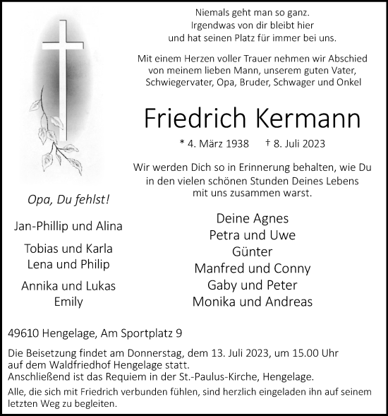 Anzeige von Friedrich Kermann von OM-Medien