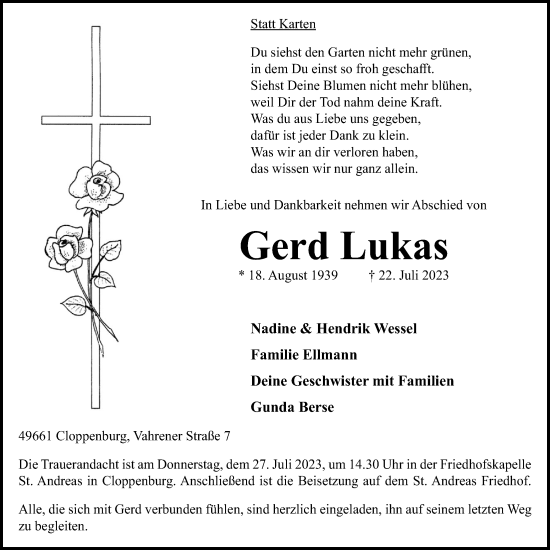 Anzeige von Gerd Lukas von OM-Medien