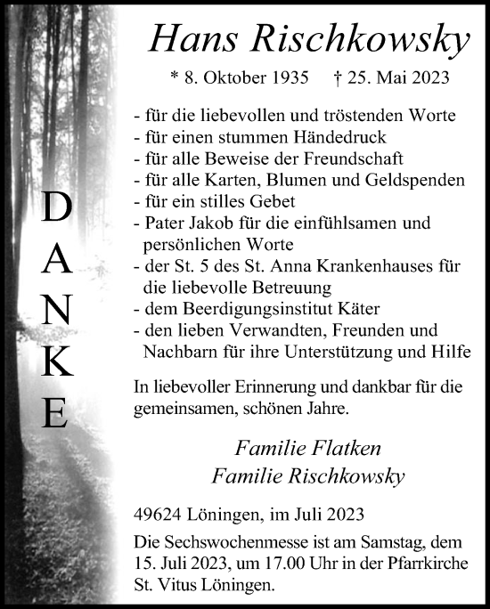 Anzeige von Hans Rischkowsky von OM-Medien