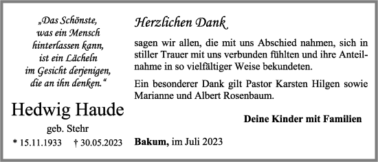Anzeige von Hedwig Haude von OM-Medien