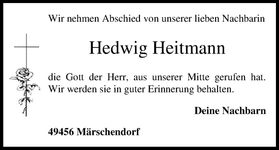 Anzeige von Hedwig Heitmann von OM-Medien