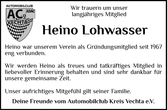 Anzeige von Heino Lohwasser von OM-Medien