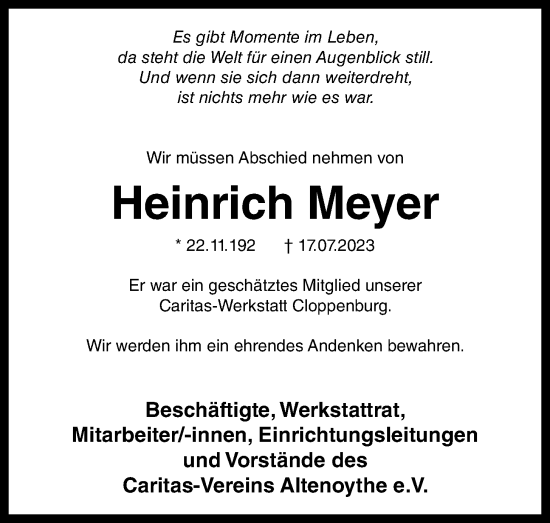 Anzeige von Heinrich Meyer von OM-Medien