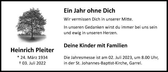 Anzeige von Heinrich Pleiter von OM-Medien