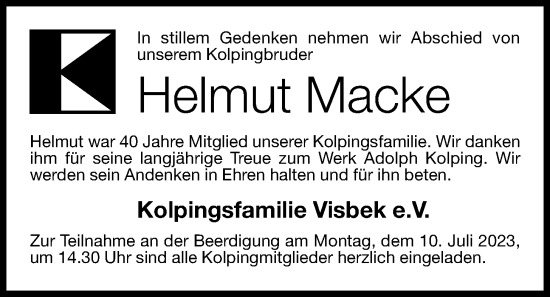 Anzeige von Helmut Macke von OM-Medien
