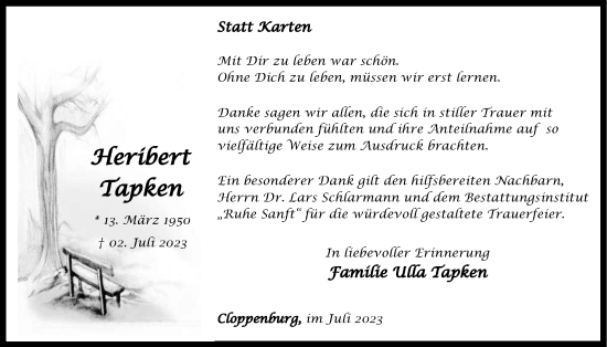 Anzeige von Heribert Tapken von OM-Medien