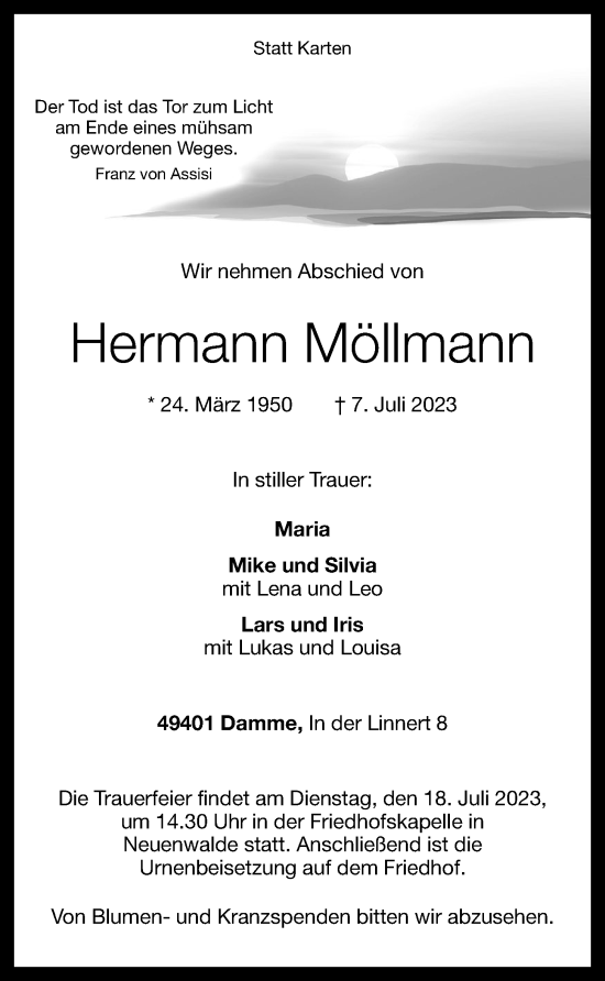 Anzeige von Hermann Möllmann von OM-Medien