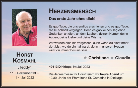 Anzeige von Horst Kosmahl von OM-Medien