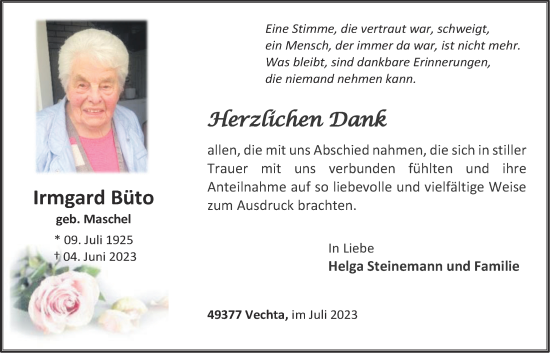 Anzeige von Irmgard Büto von OM-Medien