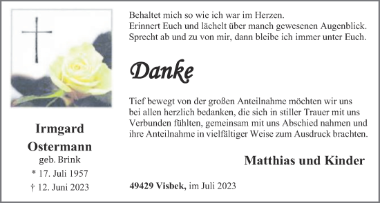 Anzeige von Irmgard Ostermann von OM-Medien