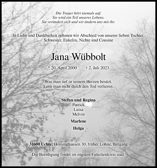 Anzeige von Jana Wübbolt von OM-Medien