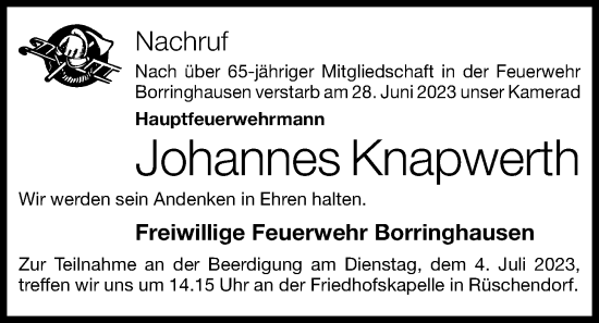 Anzeige von Johannes Knapwerth von OM-Medien