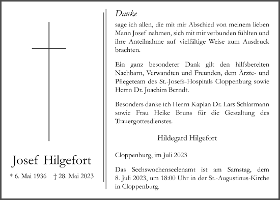 Anzeige von Josef Hilgefort von OM-Medien