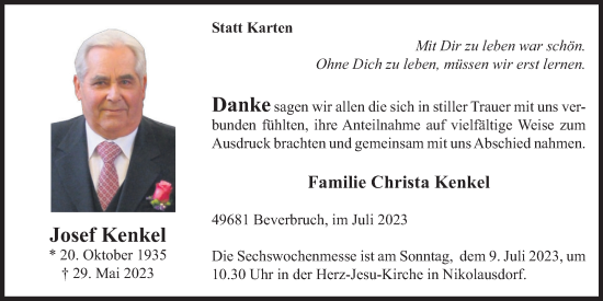Anzeige von Josef Kenkel von OM-Medien