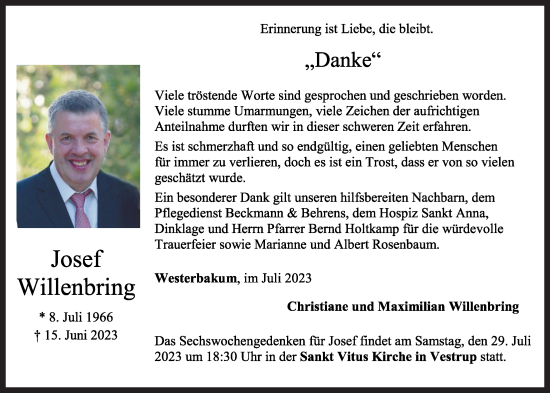 Anzeige von Josef Willenbring von OM-Medien