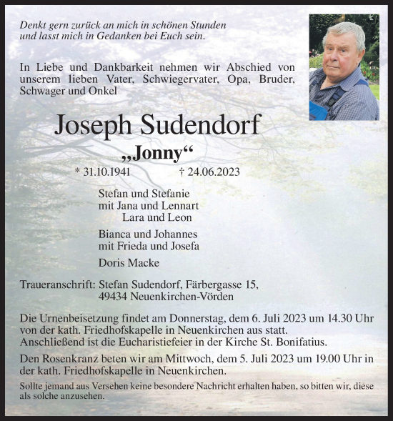 Anzeige von Joseph Sudendorf von OM-Medien