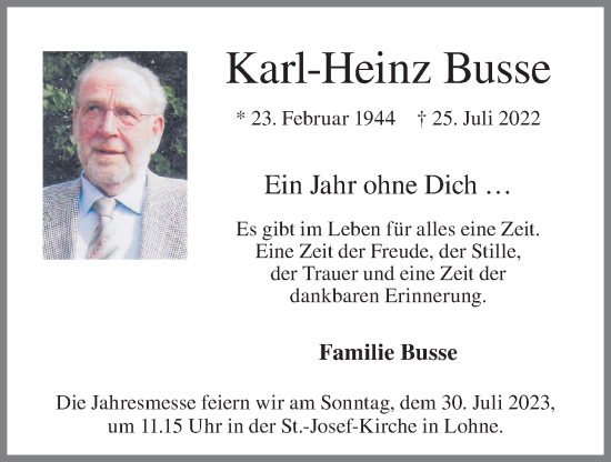 Anzeige von Karl-Heinz Busse von OM-Medien